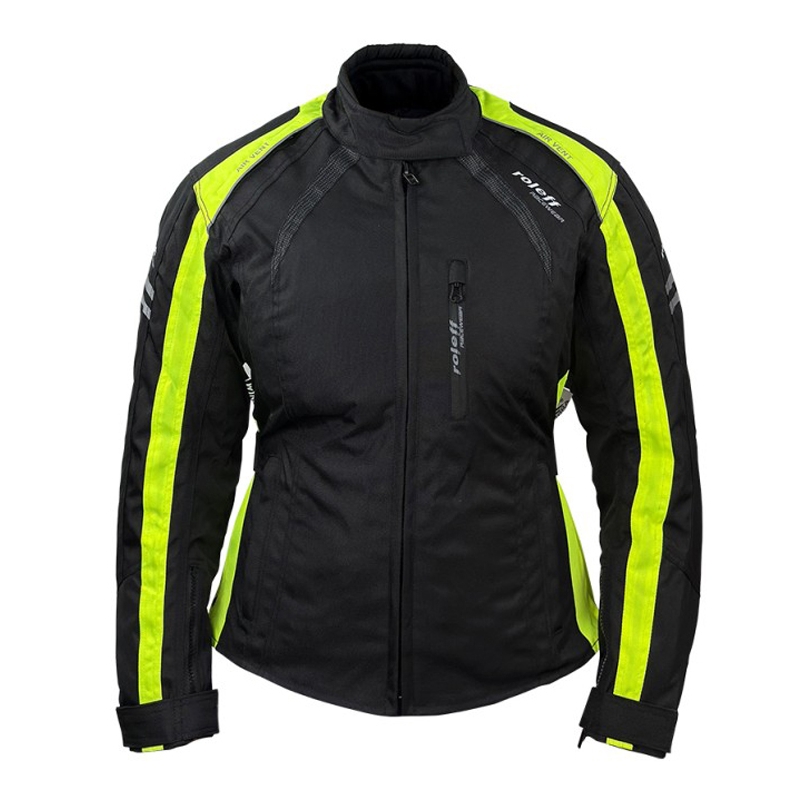 Roleff Venedig zwart-fluo gele motorjas voor dames