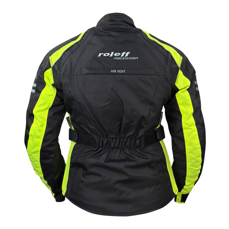 Roleff Venedig zwart-fluo gele motorjas voor dames