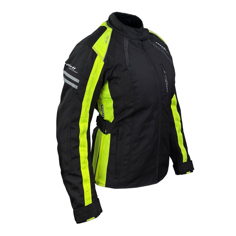 Roleff Venedig zwart-fluo gele motorjas voor dames