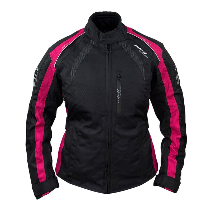 Roleff Venedig zwart met roze motorjack voor dames