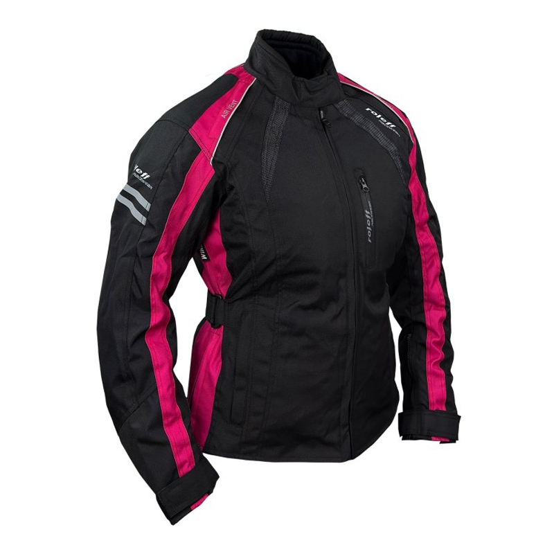 Roleff Venedig zwart met roze motorjack voor dames