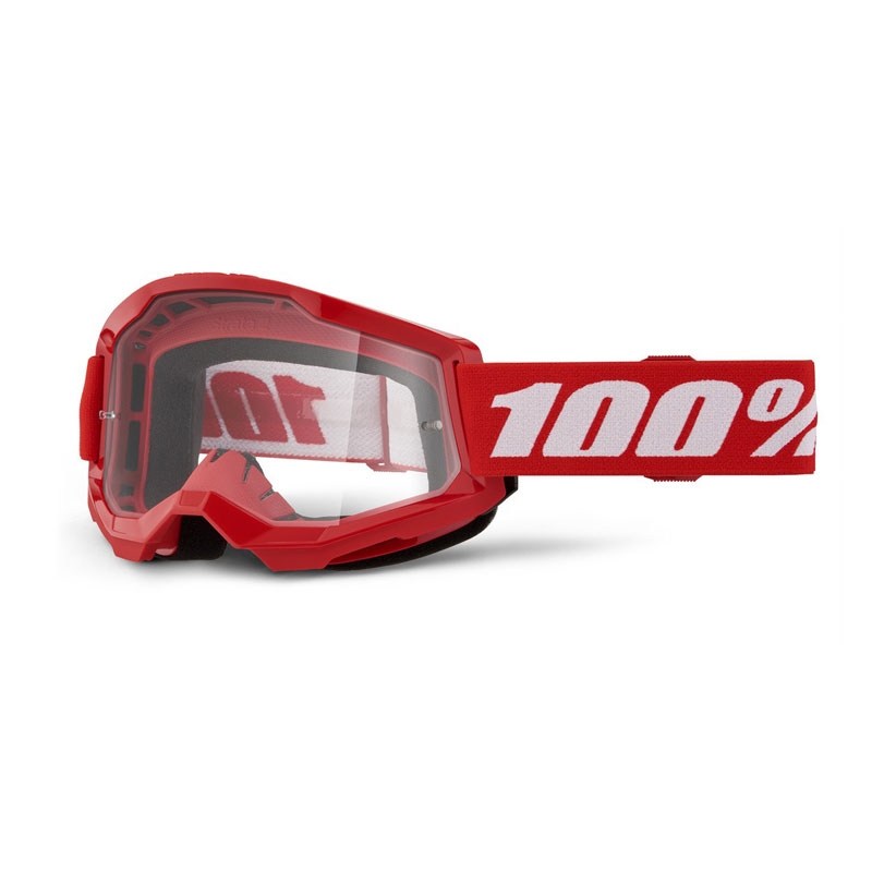 Kinder motorcrossbril 100% Strata 2 rood (helder plexi)