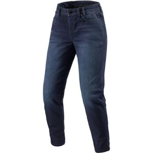 Dames Cropped Motorcycle Jeans Revit Harper Tapered Gerafeld Donkerblauw