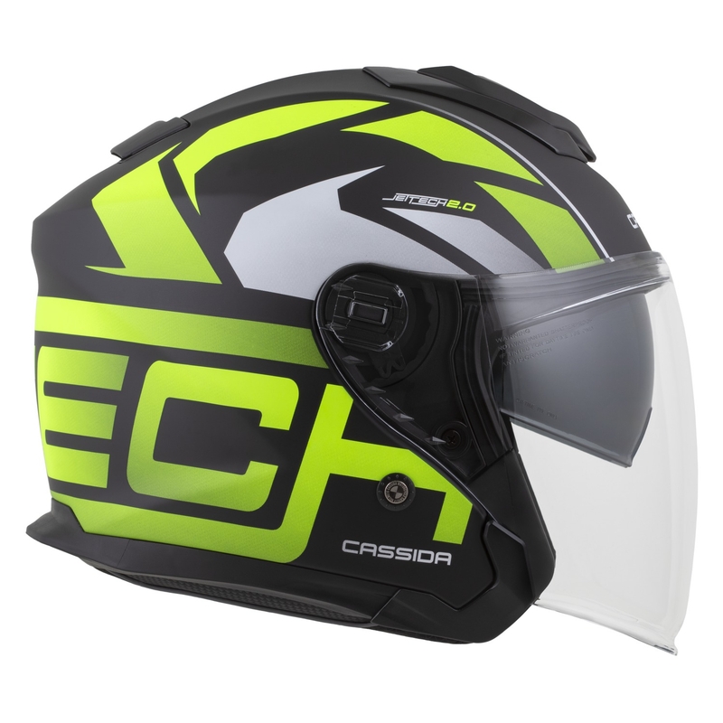 Cassida Jet Tech 2.0 RoTo open motorhelm mat zwart-fluo geel-wit