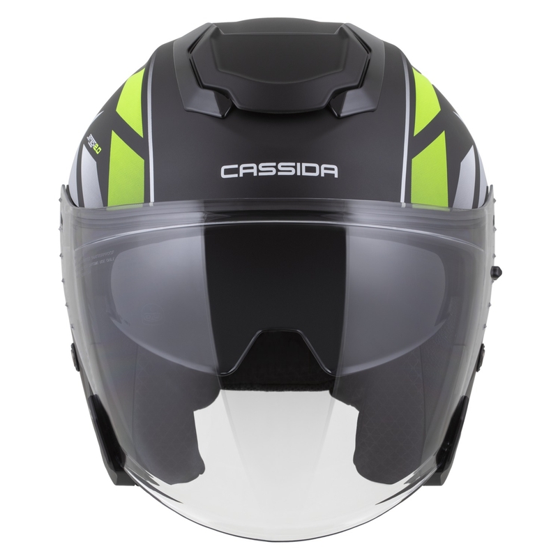 Cassida Jet Tech 2.0 RoTo open motorhelm mat zwart-fluo geel-wit