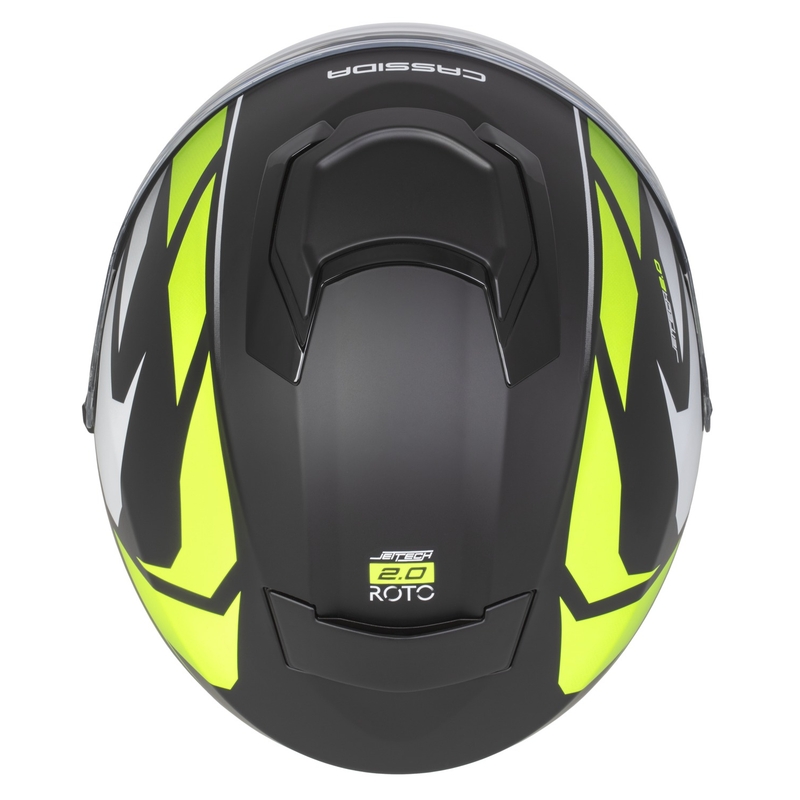 Cassida Jet Tech 2.0 RoTo open motorhelm mat zwart-fluo geel-wit