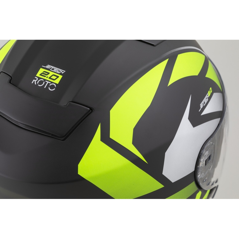 Cassida Jet Tech 2.0 RoTo open motorhelm mat zwart-fluo geel-wit