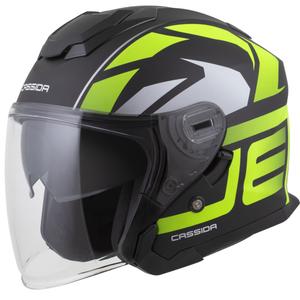 Cassida Jet Tech 2.0 RoTo open motorhelm mat zwart-fluo geel-wit