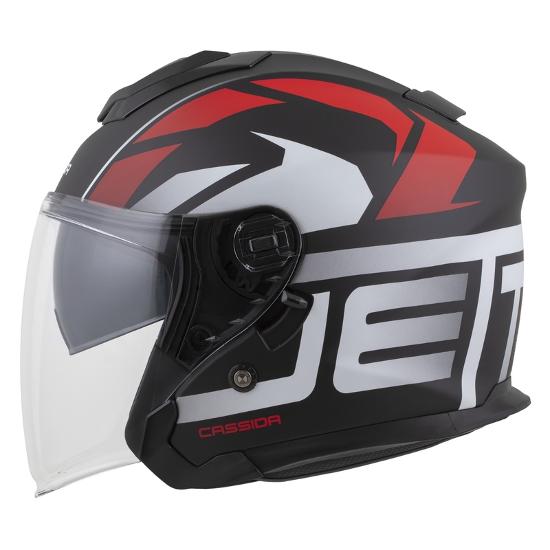 Cassida Jet Tech 2.0 RoTo open motorhelm mat zwart-rood-wit