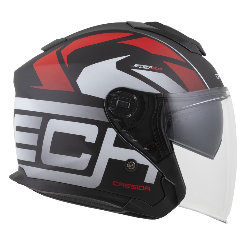 Cassida Jet Tech 2.0 RoTo open motorhelm mat zwart-rood-wit