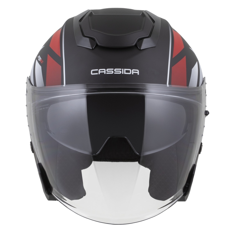Cassida Jet Tech 2.0 RoTo open motorhelm mat zwart-rood-wit