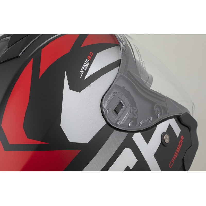 Cassida Jet Tech 2.0 RoTo open motorhelm mat zwart-rood-wit
