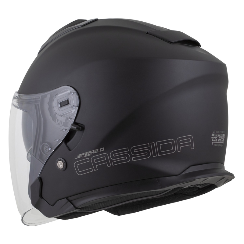 Cassida Jet Tech 2.0 Solid Mat Zwart-Grijs Open Motorhelm