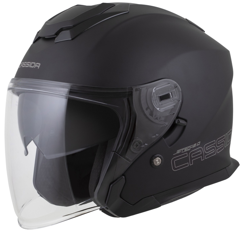 Cassida Jet Tech 2.0 Solid Mat Zwart-Grijs Open Motorhelm