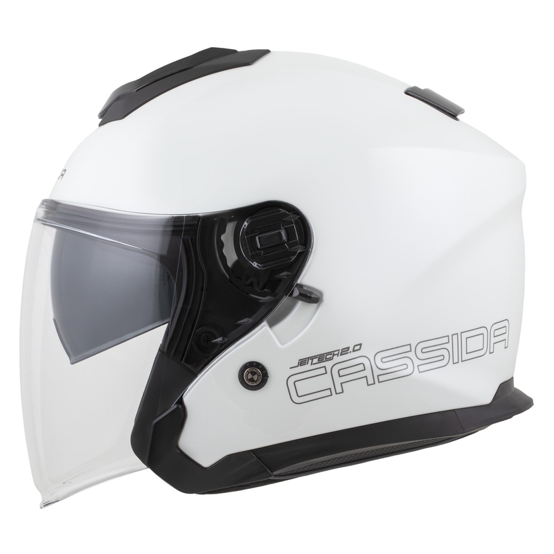 Cassida Jet Tech 2.0 Solid Wit-Zwart-Grijs Open Motorhelm