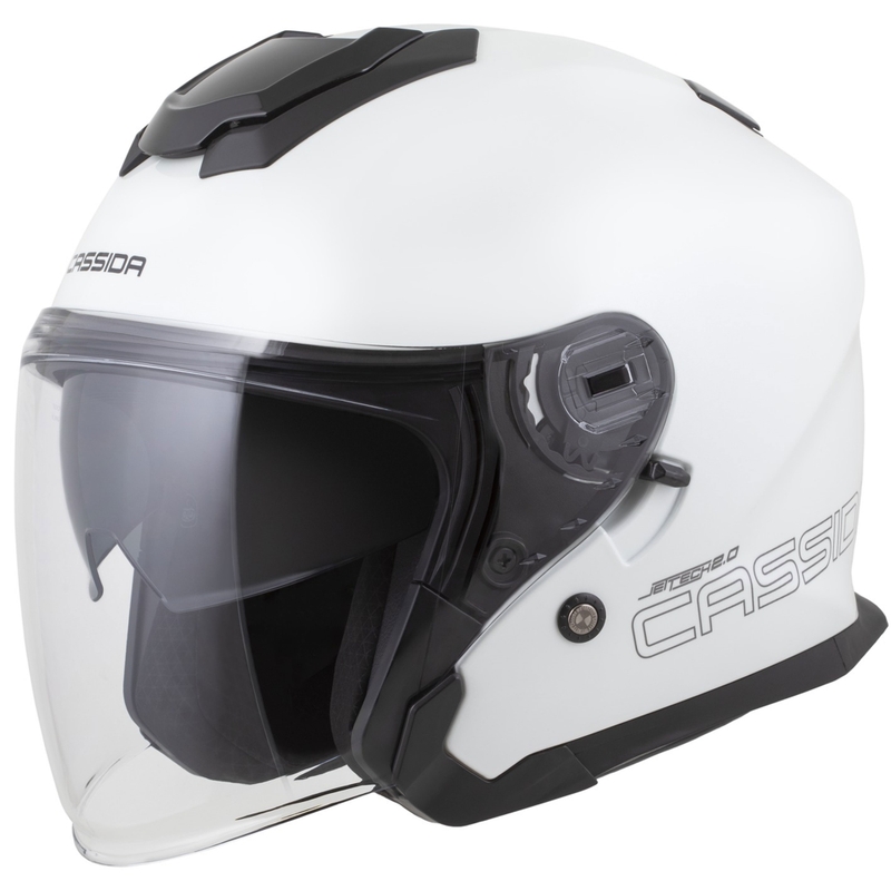 Cassida Jet Tech 2.0 Solid Wit-Zwart-Grijs Open Motorhelm