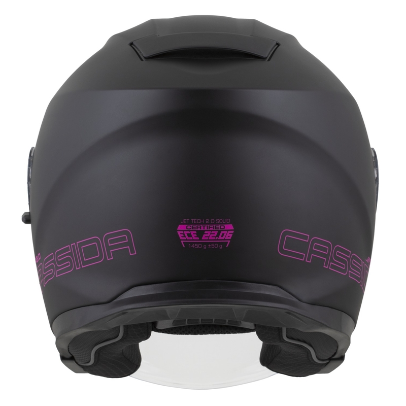 Cassida Jet Tech 2.0 Effen Matzwart en Roze Open Motorhelm