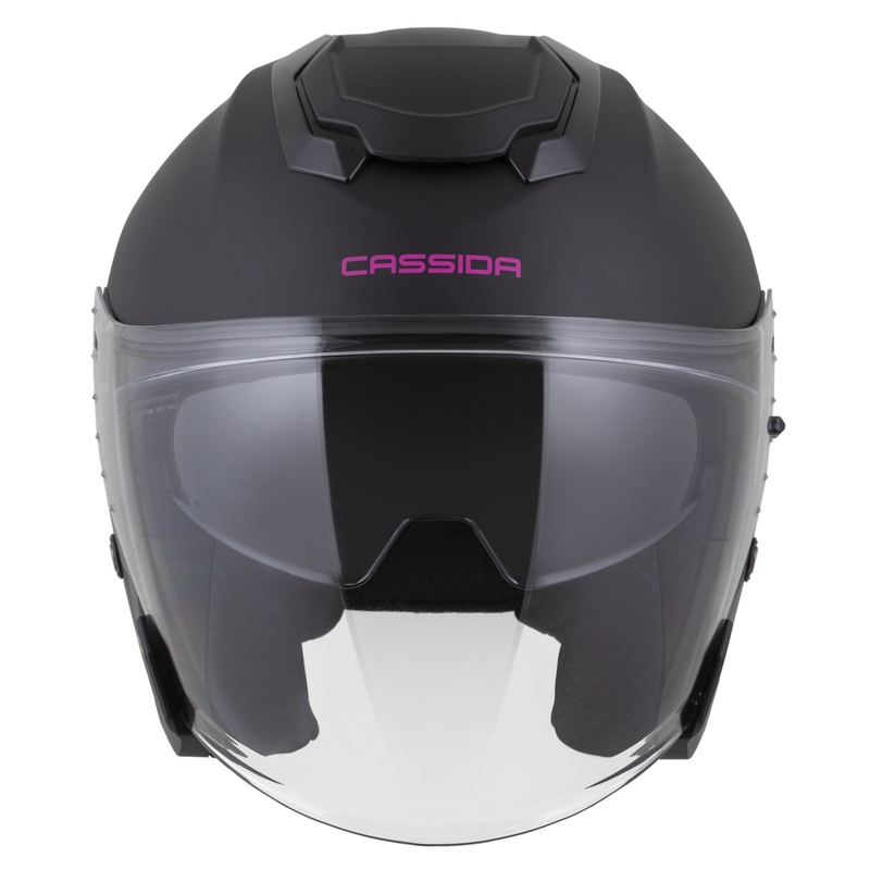 Cassida Jet Tech 2.0 Effen Matzwart en Roze Open Motorhelm