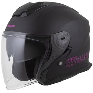 Cassida Jet Tech 2.0 Effen Matzwart en Roze Open Motorhelm
