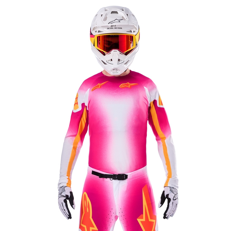 Alpinestars Supertech SX AFD limited edition MIG fluoroze-wit-oranje motorcross shirt