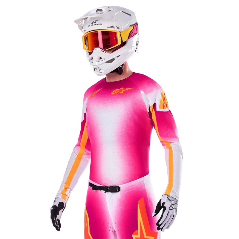 Alpinestars Supertech SX AFD limited edition MIG fluoroze-wit-oranje motorcross shirt