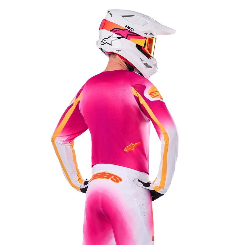 Alpinestars Supertech SX AFD limited edition MIG fluoroze-wit-oranje motorcross shirt