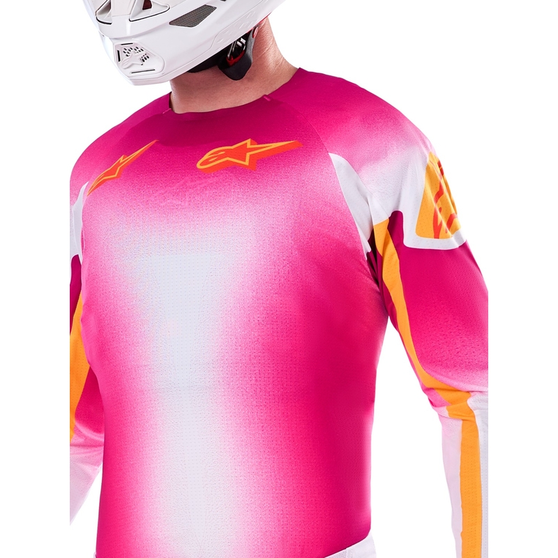 Alpinestars Supertech SX AFD limited edition MIG fluoroze-wit-oranje motorcross shirt