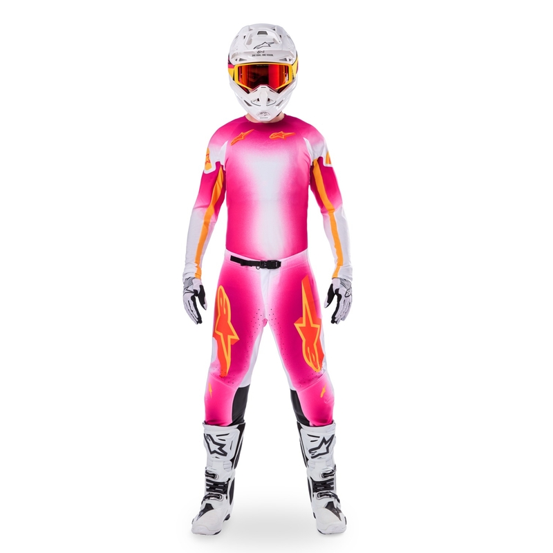 Alpinestars Supertech limited edition MIG fluoroze-wit-oranje motorcrossbroek