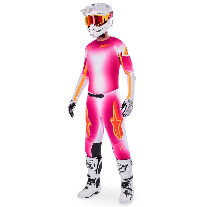 Alpinestars Supertech limited edition MIG fluoroze-wit-oranje motorcrossbroek