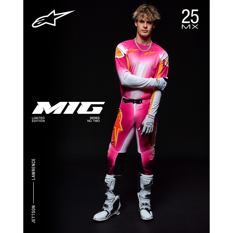 Alpinestars Supertech limited edition MIG fluoroze-wit-oranje motorcrossbroek