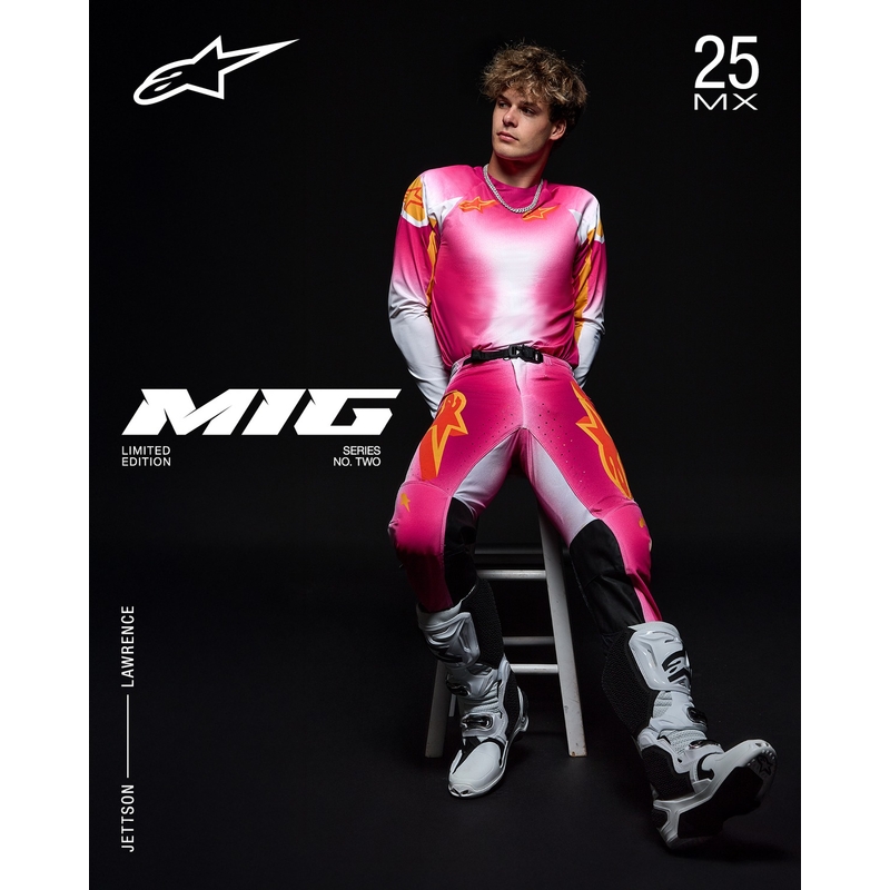 Alpinestars Supertech limited edition MIG fluoroze-wit-oranje motorcrossbroek