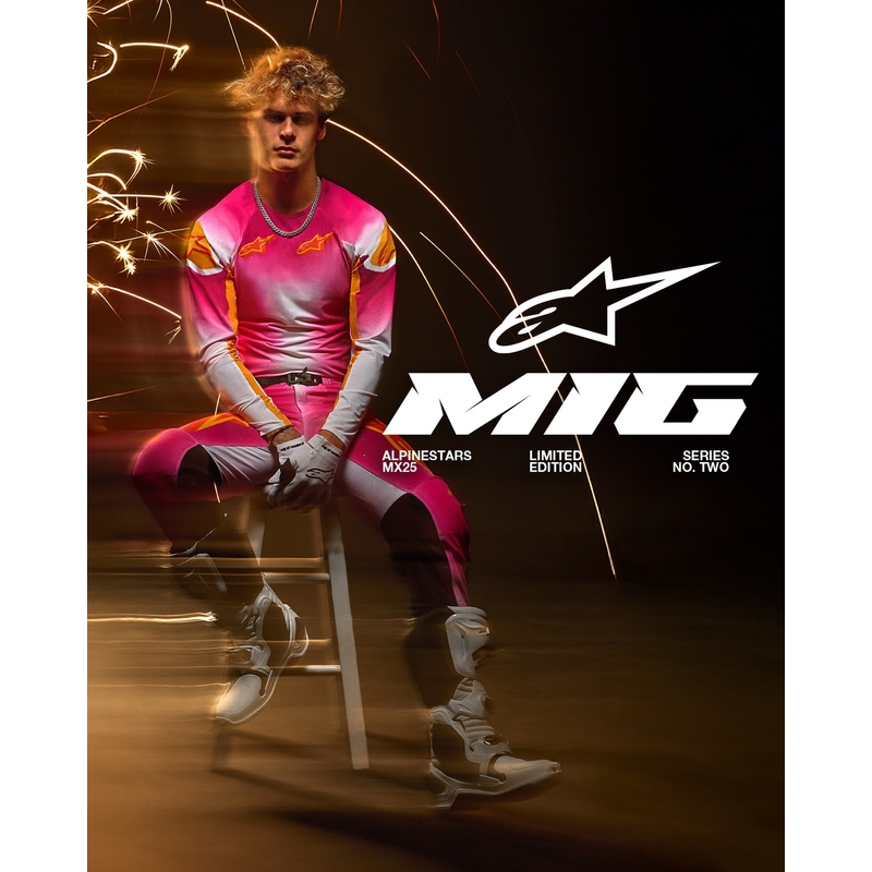 Alpinestars Supertech limited edition MIG fluoroze-wit-oranje motorcrossbroek