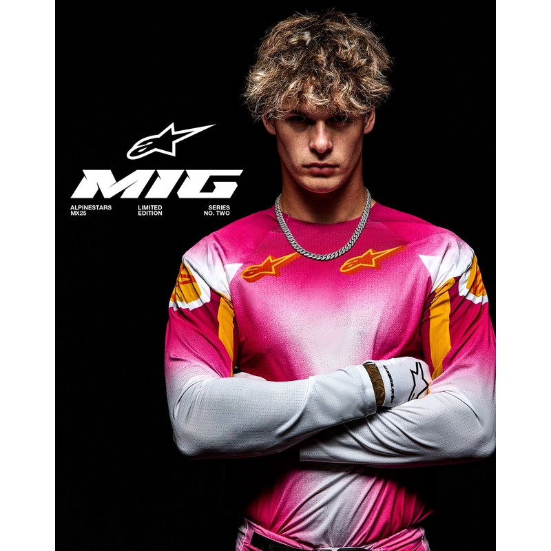 Alpinestars Supertech limited edition MIG fluoroze-wit-oranje motorcrossbroek