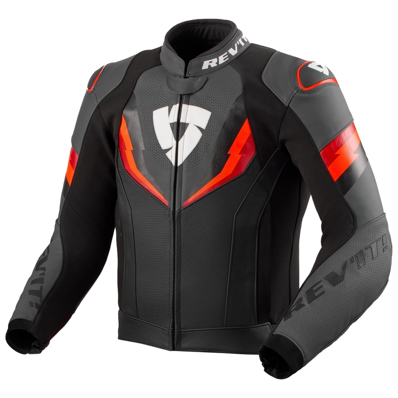 Revit Quantum 3 zwart-fluo rood leren motorjack