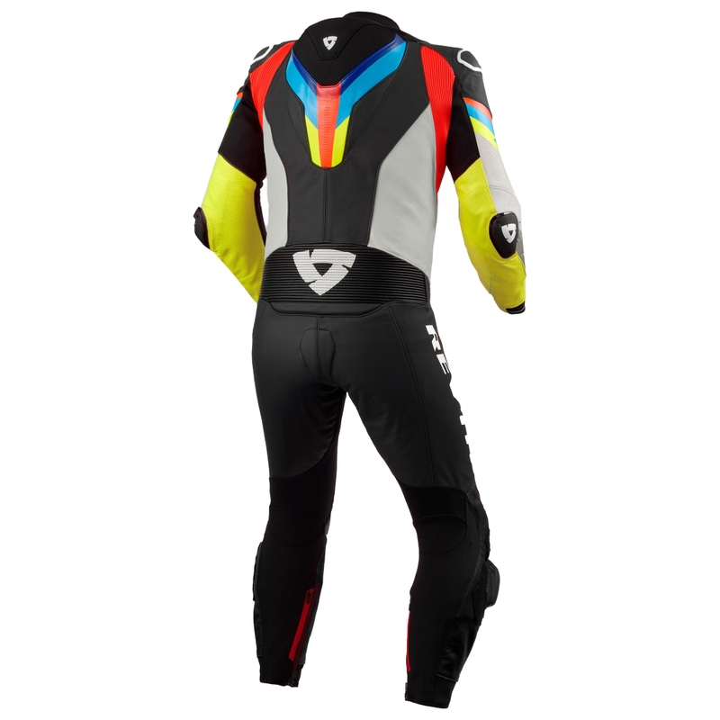 Revit Quantum 3 lichtgrijs-fluo gele leren motoroverall