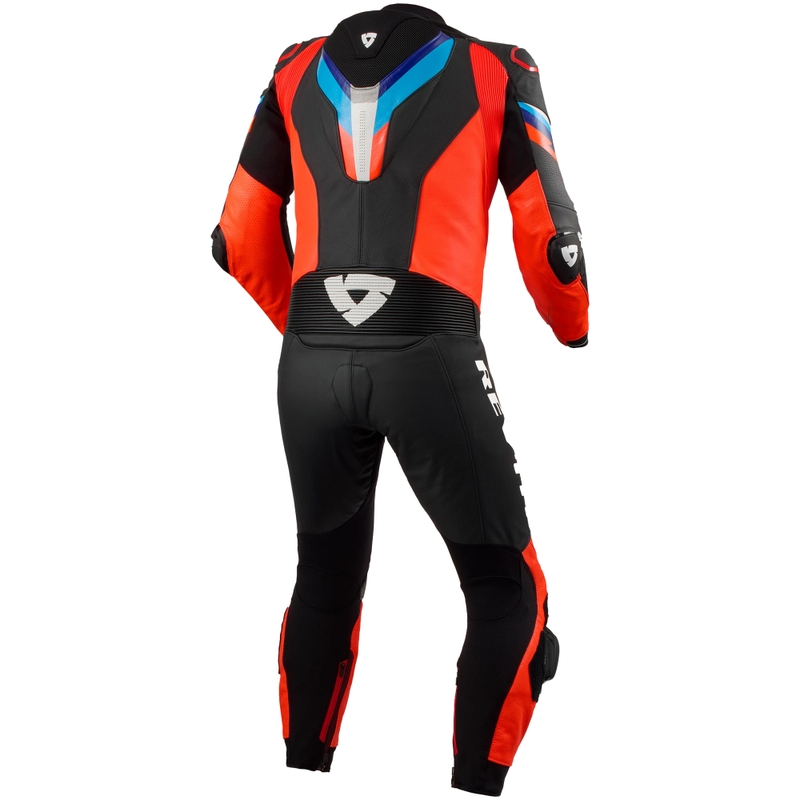 Revit Quantum 3 fluor rood/zwart leren motoroverall