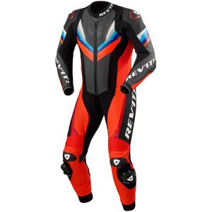 Revit Quantum 3 fluor rood/zwart leren motoroverall