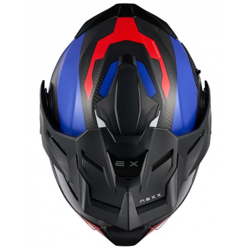 Opklapbare motorhelm Nexx X.Lifecountry Terra mat blauw-rood uitverkoop