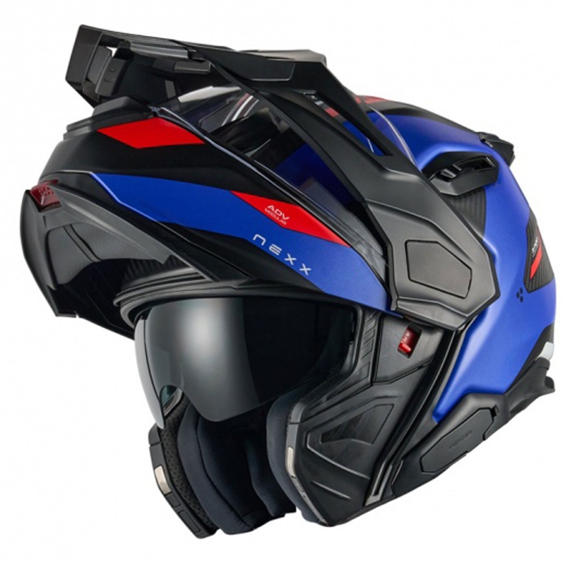 Opklapbare motorhelm Nexx X.Lifecountry Terra mat blauw-rood uitverkoop