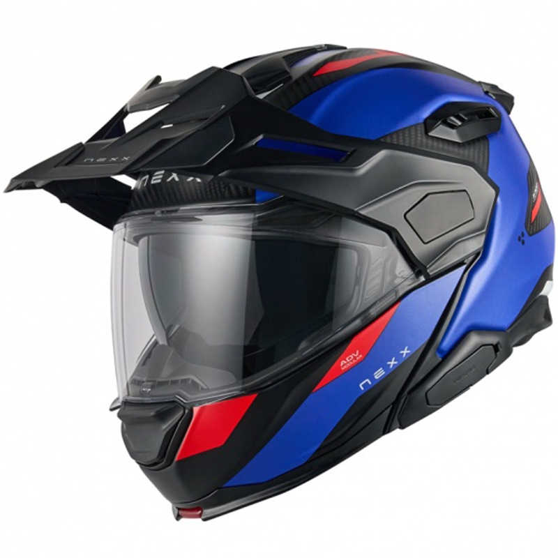 Opklapbare motorhelm Nexx X.Lifecountry Terra mat blauw-rood uitverkoop