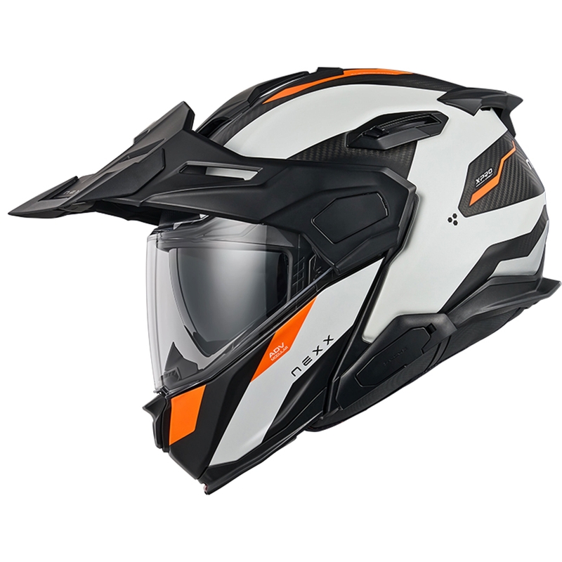 Opklapbare motorhelm Nexx X.Lifecountry Terra mat wit-oranje uitverkoop
