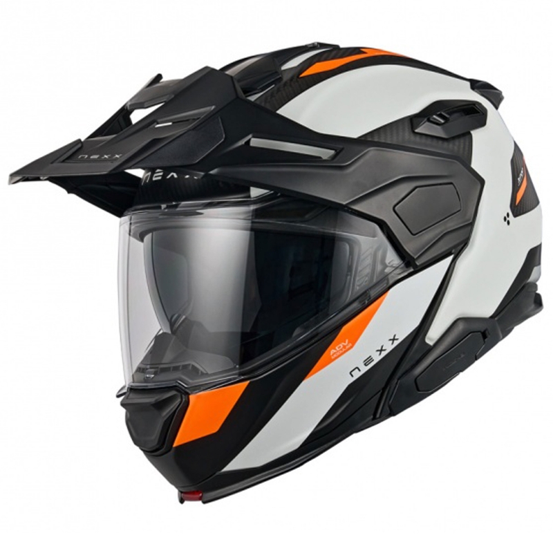 Opklapbare motorhelm Nexx X.Lifecountry Terra mat wit-oranje uitverkoop