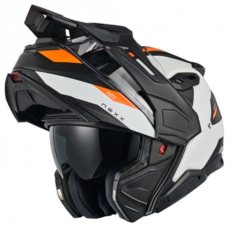 Opklapbare motorhelm Nexx X.Lifecountry Terra mat wit-oranje uitverkoop