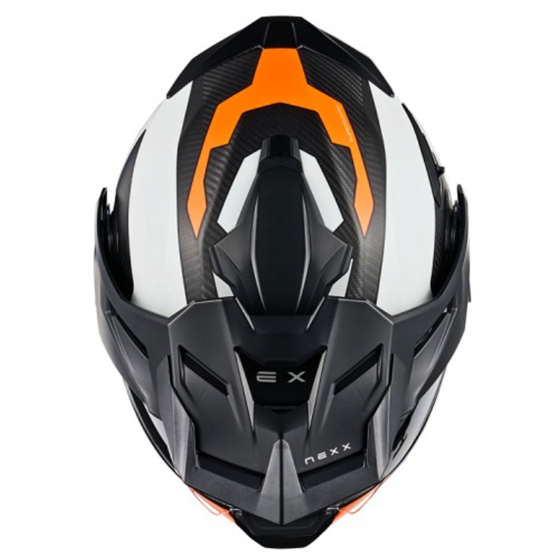 Opklapbare motorhelm Nexx X.Lifecountry Terra mat wit-oranje uitverkoop