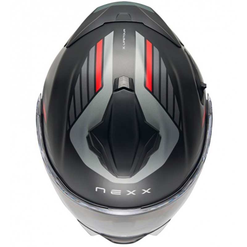 Opklapbare motorhelm Nexx X.Lifetour Globe mat zwart-rood uitverkoop