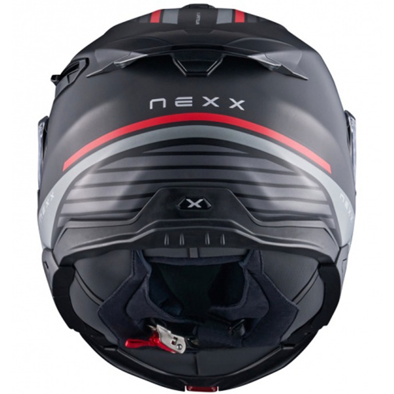 Opklapbare motorhelm Nexx X.Lifetour Globe mat zwart-rood uitverkoop