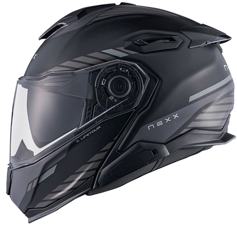 Opklapbare motorhelm Nexx X.Lifetour Globe mat zwart-grijs uitverkoop
