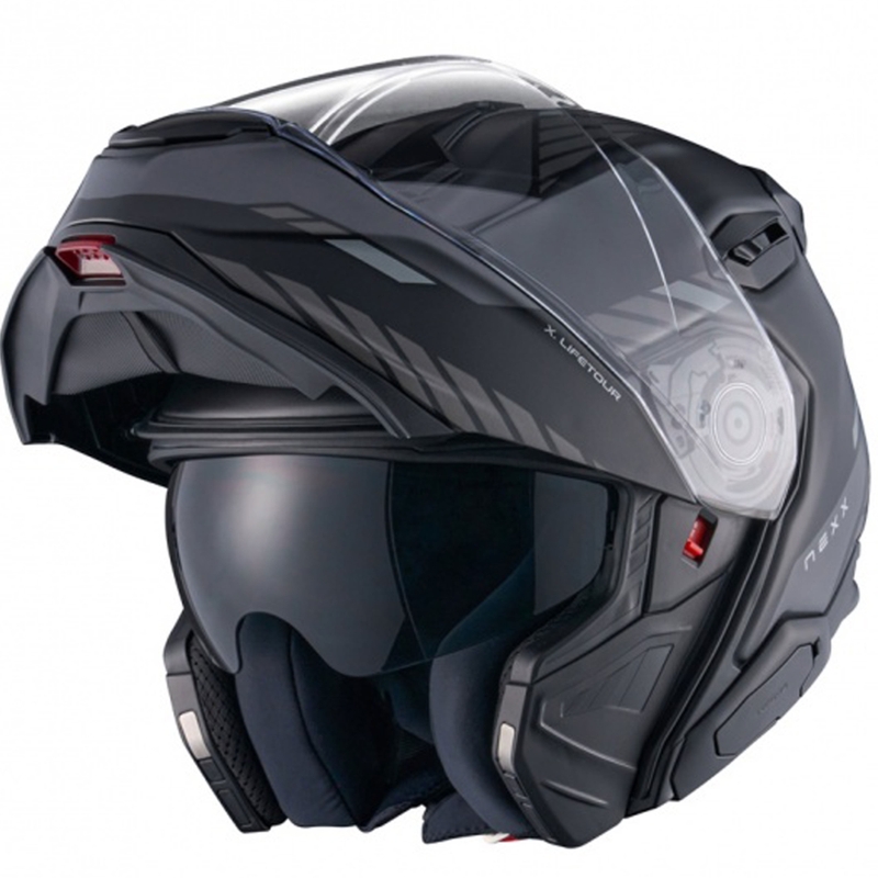 Opklapbare motorhelm Nexx X.Lifetour Globe mat zwart-grijs uitverkoop
