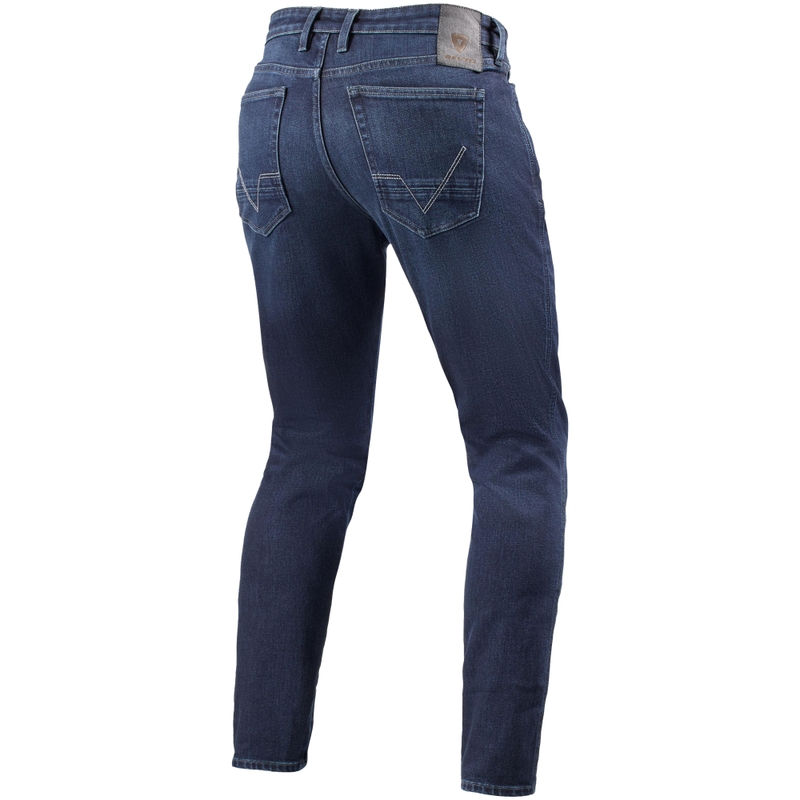 Revit Kai Skinny Mid Blue Stone Cropped Motorcycle Jeans