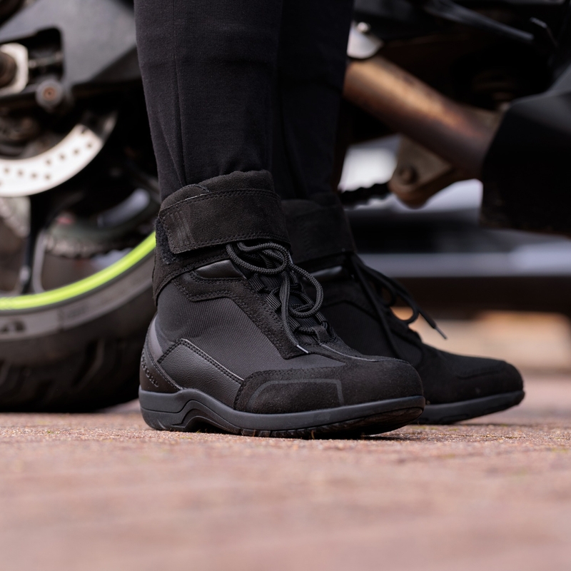 Dames Oxford Spartan Air Zwart Motorfiets Schoenen